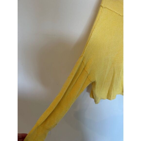 Free People Women's M Linen Yellow Oversized Cowl Neck Sweater Y2K - Picture 3 of 7
